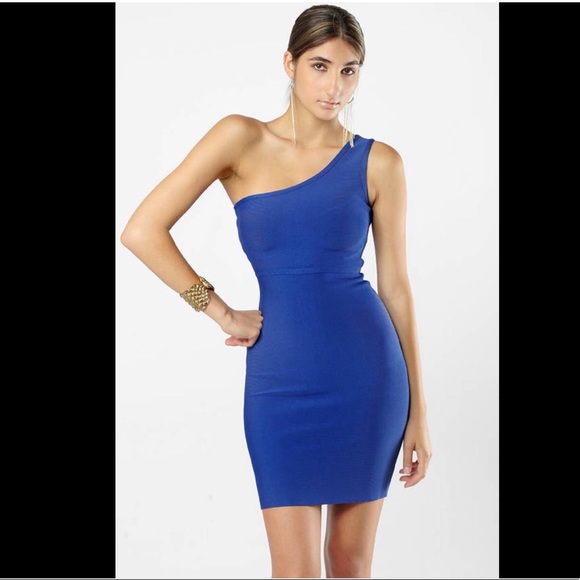 BCBGMAXAZRIA PONTE ONE SHOULDER POWER LARKSPUR‎ 👗 - Picture 1 of 7